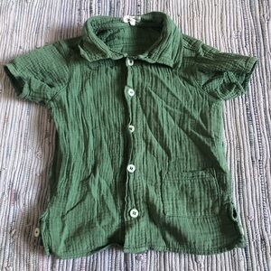 Mabo cotton gauze button down green bean 100%
